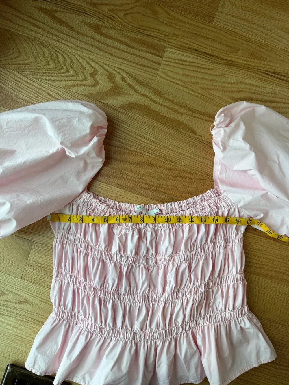 ASTR The Label Pink Puff Sleeve Smocked Peplum Top XL